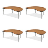 Adjustable Activity Table, Kidney Shape, 72" X 48" X 19" To 29", Med Oak Top, Gray Legs, 4/pallet, Ships In 4-6 Business Days