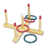 Ring Toss Set, Plastic-wood, Assorted Colors, 4 Rings-5 Pegs-set