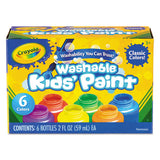 Washable Paint, 6 Colors, Blue-green-orange-red-violet-yellow, 2 Oz