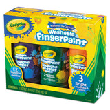 Washable Fingerpaint Pack, 3 Assorted Bright Colors, 8 Oz Tube, 3-pack