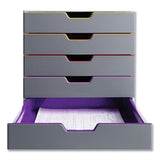 Varicolor® Stackable Plastic Drawer Box, 5 Drawers, Letter To Folio Size Files, 11.5" X 14" X 11", Gray
