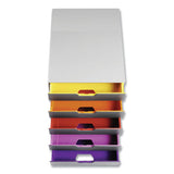 Varicolor® Stackable Plastic Drawer Box, 5 Drawers, Letter To Folio Size Files, 11.5" X 14" X 11", Gray