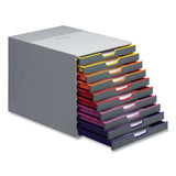 Varicolor® Stackable Plastic Drawer Box, 10 Drawers, Letter To Folio Size Files, 11.5" X 14" X 11", Gray