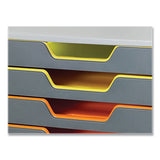 Varicolor® Stackable Plastic Drawer Box, 10 Drawers, Letter To Folio Size Files, 11.5" X 14" X 11", Gray