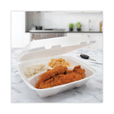 Insulated Foam Hinged Lid Containers, 3-compartment, 9 X 9.4 X 3, White, 200-pack, 2 Packs-carton