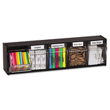 Tilt Bin Interlocking Multi-bin Storage Organizer, 3 Sections, 23.63" X 7.75" X 9.5", Black-clear