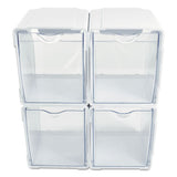 Tilt Bin Interlocking 4-bin Organizer, 4 5-8 X 4 7-8 X 5 1-2, White-clear
