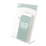 Superior Image Slanted Sign Holder With Side Pocket, 13.5w X 4.25d X 10.88h, Clear