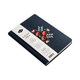 Embroidered Vegan-suede Layflat Hardbound Journal, Evelyn's Floral Bouquet, College Rule, Dark Blue Cover, 8 X 5.5, 72 Sheets
