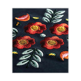 Embroidered Vegan-suede Layflat Hardbound Journal, Evelyn's Floral Bouquet, College Rule, Dark Blue Cover, 8 X 5.5, 72 Sheets