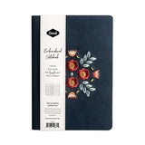 Embroidered Vegan-suede Layflat Hardbound Journal, Evelyn's Floral Bouquet, College Rule, Dark Blue Cover, 8 X 5.5, 72 Sheets