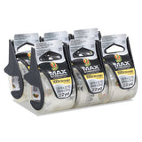Max Packaging Tape With Dispenser, 1.5" Core, 1.88"x 22 Yds, Crystal Clear, 6-pack