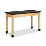 Classroom Science Table, 48w X 24d X 30h, Black Chemguard High Pressure Laminate (hpl) Top, Maple Base
