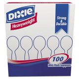Plastic Cutlery, Heavyweight Soup Spoons, White, 100-box