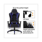 Vartan Bonded Leather Gaming Chair, Supports Up To 275 Lbs, Blue-black Seat, Blue-black Back, Black Base