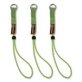 Squids 3703 Elastic Loop Tool Tails W/d-rings, 15 Lb Max Work Cap, 15" Long, Lime, 3/pk. 20 Pk/ct, Ships In 1-3 Business Days