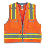 Glowear 8254hdz Class 2 Heavy-duty Surveyors Zipper Vest, Polyester, 4x-large/5x-large, Orange, Ships In 1-3 Business Days