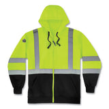 Glowear 8372 Zipup Hivis Class 3 Zip Hood Sweatshirt W/ Black Bottom, Polar Fleece, Lime, Medium, Ships In 1-3 Business Days