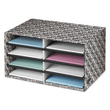 Decorative Sorter, 8 Letter Sections, 19 1-2 X 12 3-8 X 10 1-4, Bk-we Brocade