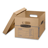 Smoothmove Classic Moving & Storage Boxes, Small, Half Slotted Container (hsc), 15" X 12" X 10", Brown Kraft-blue, 15-carton