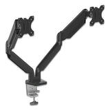 Platinum Series Dual Monitor Arm, For Monitors Up To 27", 20 Lbs Per Arm, Clamp-grommet, Black