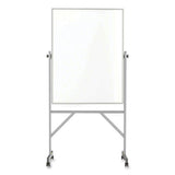 Reversible Magnetic Porcelain Whiteboard With Satin Aluminum Frame And Stand, 36 X 48, White Surface, Ships In 7-10 Bus Days