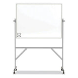 Reversible Magnetic Hygienic Porcelain Whiteboard, Satin Aluminum Frame/stand, 48 X 36, White Surface, Ships In 7-10 Bus Days