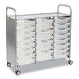 Callero Plus Treble Column Trolley Set 17, Metal, 1 Shelf, 16 F1 Bins, 4 F2 Bins, 40.6" X 17.3" X 41.5", Silver/trans Frost