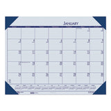 Recycled Ecotones Ocean Blue Monthly Desk Pad Calendar, 22 X 17, 2021