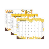 Recycled Honeycomb Desk Pad Calendar, 22 X 17, White-multicolor Sheets, Brown Corners, 12-month (jan To Dec): 2023