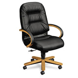 Pillow-soft 2190 Series Executive High-back Chair, Supports 250 Lb, 16.75" To 21.25" Seat, Burgundy Seat-back, Mahogany Base