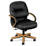 Pillow-soft 2190 Managerial Mid-back Chair, Supports 250 Lb, 16.75" To 21.25" Seat Height, Burgundy Seat-back, Mahogany Base