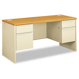 38000 Series Kneespace Credenza, 72w X 24d X 29.5h, Mahogany-charcoal