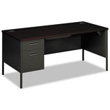 Metro Classic Left Pedestal Desk, 66w X 30d X 29.5h, Mahogany-charcoal