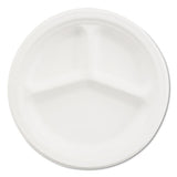 Paper Dinnerware, 3-comp Plate, 10 1-4" Dia, White, 500-carton