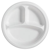 Paperpro Naturals Fiber Round Plates, 3-comp, 10 1-4", Natural, 125-pk, 4 Pk-ct