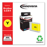 Remanufactured Yellow Ink, Replacement For Brother Lc51y, 400 Page-yield