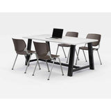 Midtown Dining Table With Four Brownstone Kool Series Chairs, 36 X 72 X 30, Designer White, Ships In 4-6 Business Days