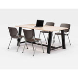 Midtown Dining Table With Four Brownstone Kool Series Chairs, 36 X 72 X 30, Kensington Maple, Ships In 4-6 Business Days