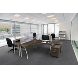 Trento Line L-shaped Desk, 59.13w X 59.13d X 29.5h, Mocha-gray