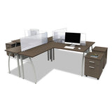 Trento Line L-shaped Desk, 59.13w X 59.13d X 29.5h, Mocha-gray