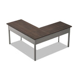 Trento Line L-shaped Desk, 59.13w X 59.13d X 29.5h, Mocha-gray