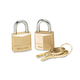 Three-pin Brass Tumbler Locks, 3-4" Wide, 2 Locks & 2 Keys, 2-pack