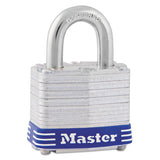 Four-pin Tumbler Laminated Steel Lock, 2" Wide, Silver-blue, Two Keys