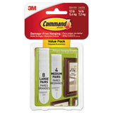 Picture Hanging Strips, Removable, 0.5" X 3.63", White, 4 Pairs-pack