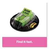 Page Flags In Dispenser, "sign & Date", Bright Green, 200 Flags-dispenser