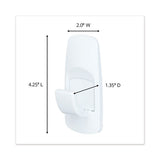General Purpose Hooks, Jumbo, Plastic, White, 7.5 Lb Cap, White, 1 Hook And 4 Strips
