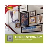 Sawtooth Picture Hanger Value Pack, Large, Plastic, White, 5 Lb Capacity, 3 Hooks And 6 Strips-pack