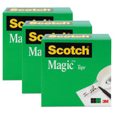 Magic Tape Refill, 3" Core, 1" X 72 Yds, Clear, 3-pack