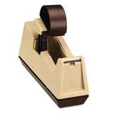 Heavy-duty Weighted Desktop Tape Dispenser, 3" Core, Plastic, Putty-brown